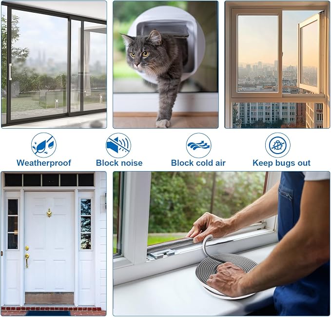 33 Ft Weather Stripping Windows Doors 0.35" Wide x 0.6" Thick | Weather - Image 3