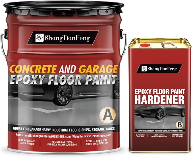 Two-Component Epoxy Floor Paint Kit, 4 Gallon Self-Leveling & Roller Coating by STFShangTianFengPAINT