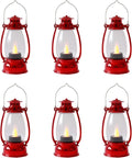 Red Mini Lanterns with Flickering LED Candle Lights, Vintage Small Western by ReperlaSpecialMiniSmallLanternDecoration