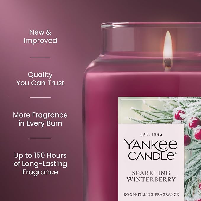 Yankee Candle Sparkling Winterberry Scented Candle, 22oz Large Jar - Image 3