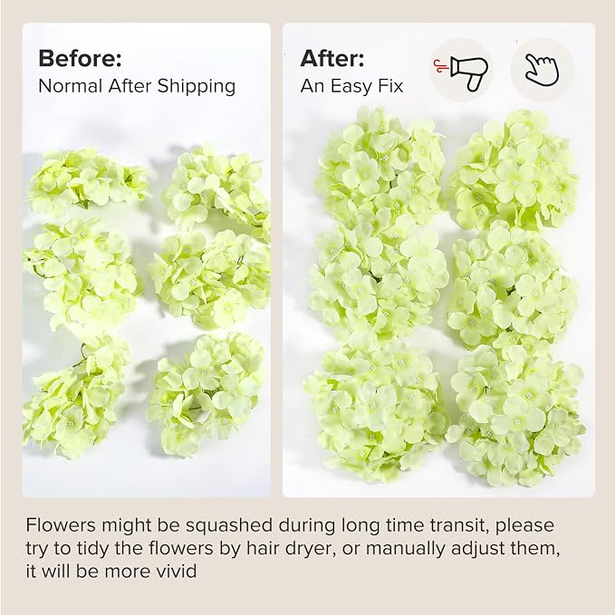 Auihiay 64Pcs Green Hydrangea Flowers, Silk Hydrangeas | - Image 8