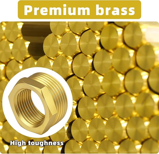 2pcs 1 Inch to 3/4 Inch NPT Female Adapter, Brass Reducing Hex Bushing | Heavy - Image 2