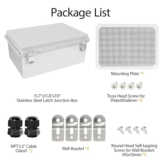 Electrical Box, IP67 Waterproof Hinged Cover Stainless Steel Latch Junction Box - Image 9