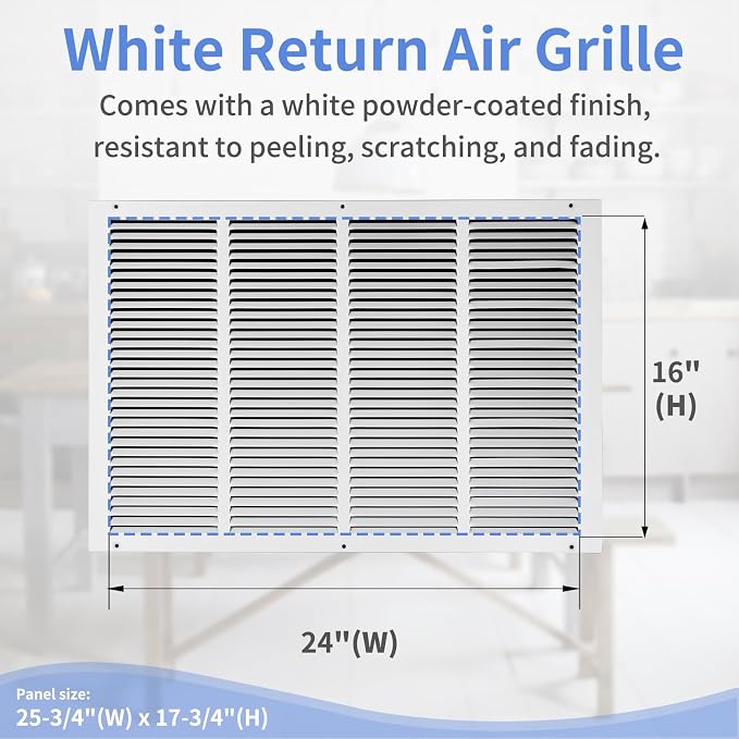 Howeall 24"W x 16"H Steel Return Air Grille, Air Return Vent Cover - Image 3