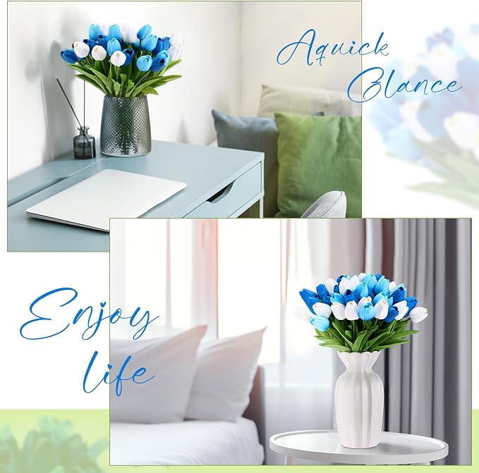 Janinka 150pcs Artificial Tulip Flowers Fake PU Tulips Faux Latex Bouquet - Image 6
