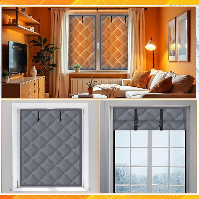 Fanfanwin 2 Pcs 39 x 26 Inches Window Insulation Curtain Kit Winter Thermal - Image 5