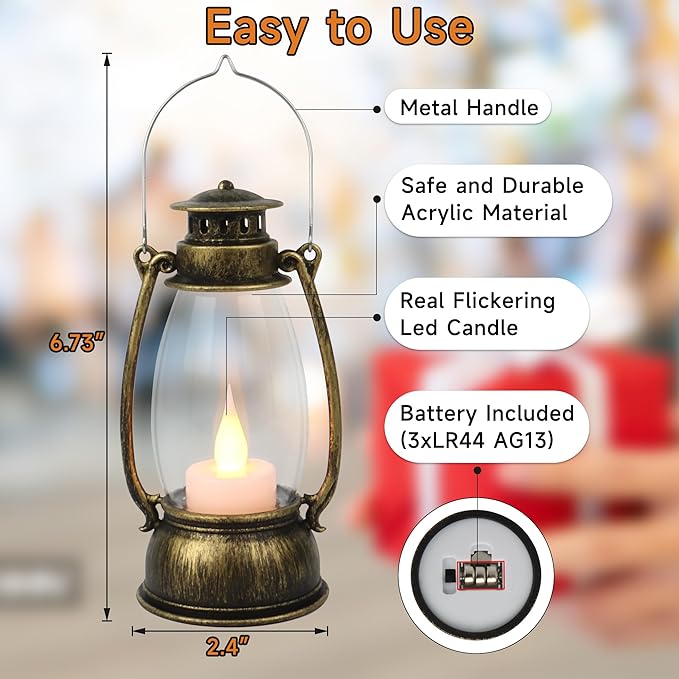 12Pcs Mini Lantern for Halloween Decor, 6Inch Small Lanterns for Western Garden - Image 6