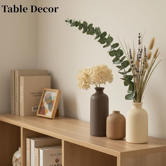 Small Ceramic Vase Set of 3, Modern Boho Farmhouse Flowers Vases | Decorative - Image 5