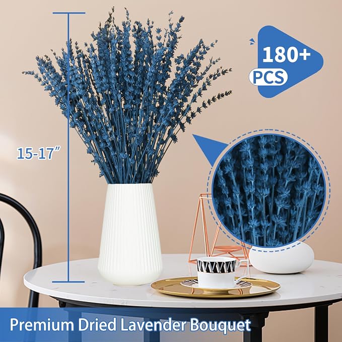 Glicrili Dried Lavender Flowers Real Stems Blue Bouquet - Image 3