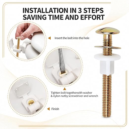 A.I.FORCE Toilet Seat Screws, Toilet Seat Bolts, Hinge Bolts & Nuts - Image 3