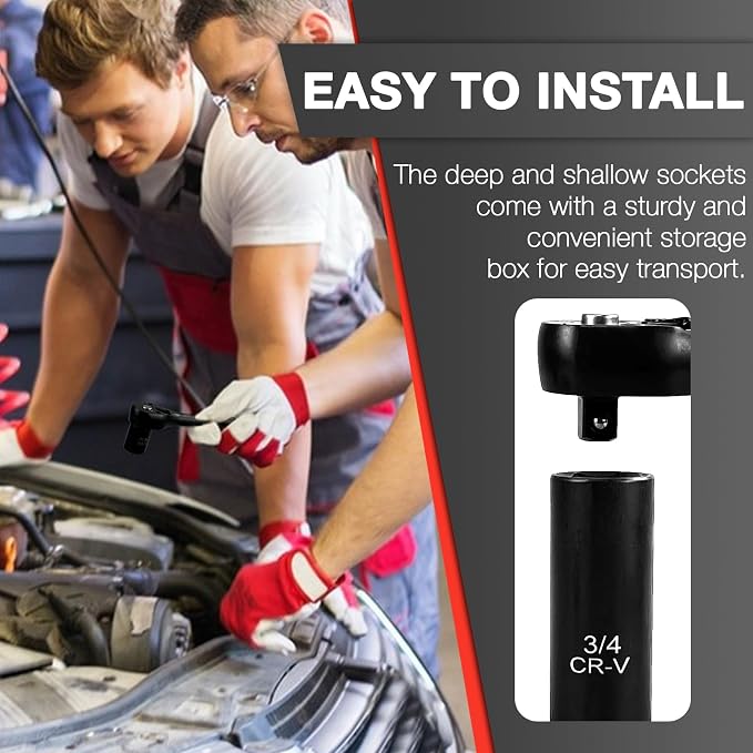 EACELIY 21pcs 3/8" Socket Set, Drive Impact Socket Set, Deep & Shallow - Image 6