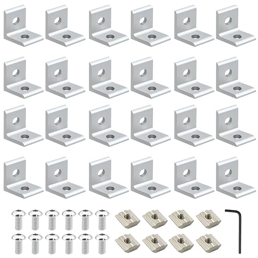 24Pack 3030 Corner Bracket Connector 90Degree Angle Bracket Silver | 30 Series by SeekLiny