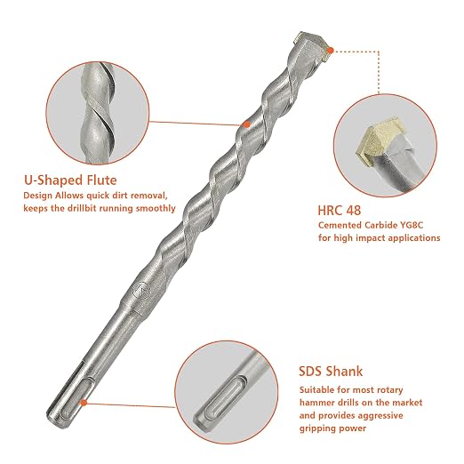 BeHappy 17Pcs SDS Plus Rotary Hammer Drill Bit Set, Concrete Drill Bit Kit - Image 3