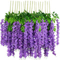 12pcs Artificial Wisteria Flowers 3.6 Feet/Piece Purple Dense Artificial Fake by HanYun