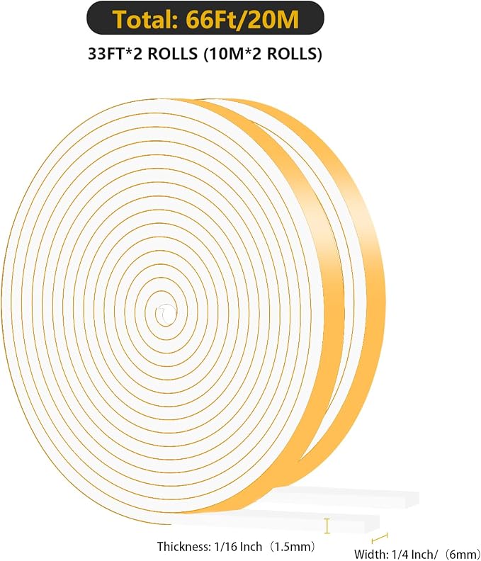 Weather Stripping Door Seal, High Density CR, 1/4 in X 1/16 in x 66Ft | Air - Image 2