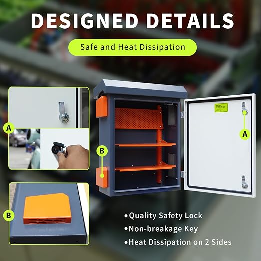 Metal Nema Enclosure with Fan Vented, Mount Track Electrical Box 20X24X12 | - Image 5