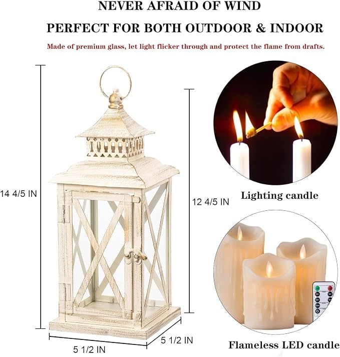 Lantern Decorative Indoor & Outdoor, Large Square Hanging Spring Home Decor - Image 3
