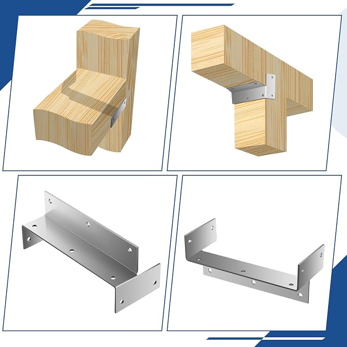 Zonon 2 Pcs 6x6 Post to Beam Connector Bracket 5-1/2 Inch Galvanized Framing - Image 3