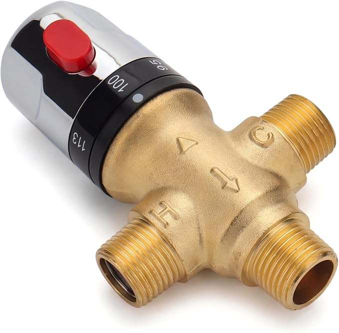 Danbark Thermostatic Mixing Valve 1/2 NPT Male, Solid Brass Shower Mixing Valve - Image 2