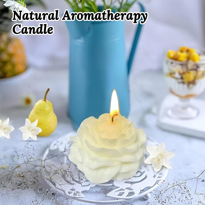 White Peony Flower Shape Candles - Image 3
