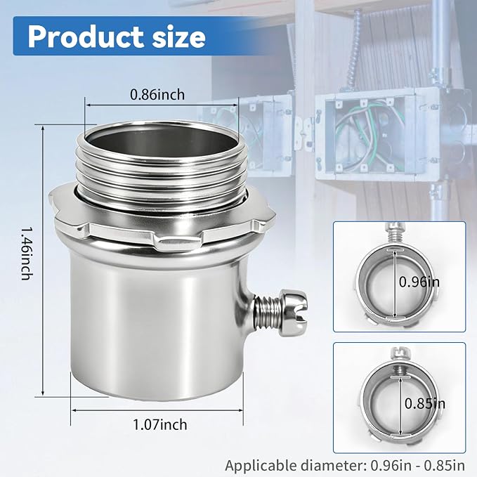 EMT Set Screw Connector 3/4 Inch, 50 Pack – Die-Cast Zinc Electrical Conduit - Image 2
