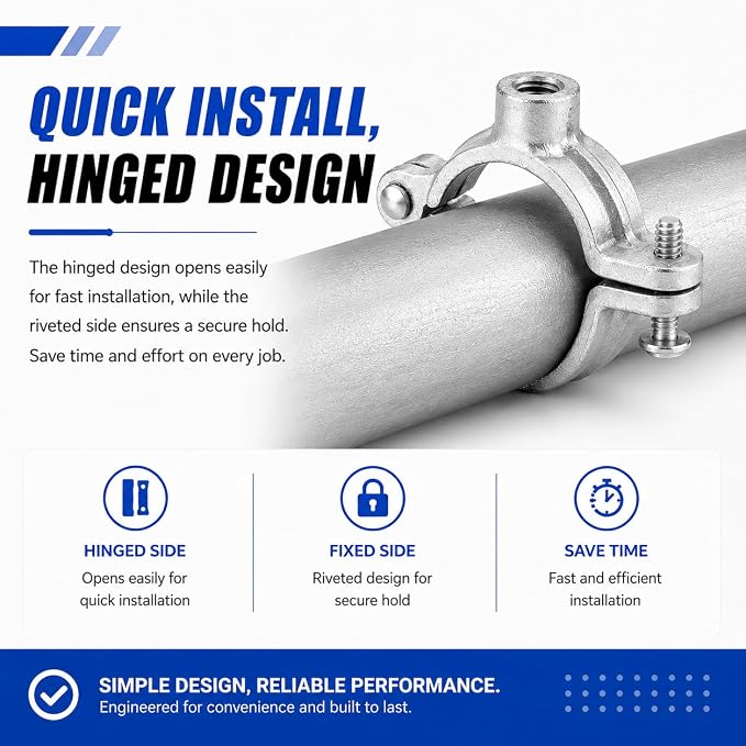10 Pack 2-1/2 in. Hinged Split Ring Pipe Hanger, Tubing and Industrial Vintage - Image 5