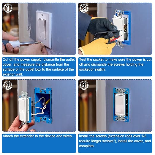 4pcs Electrical Box Extenders, 1/4" Receptacle Outlet Box Extenders Single Gang - Image 7