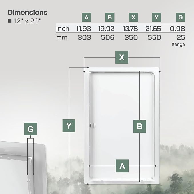 Vent Systems Access Panel for Drywall 12 x 20 Inch - Image 2