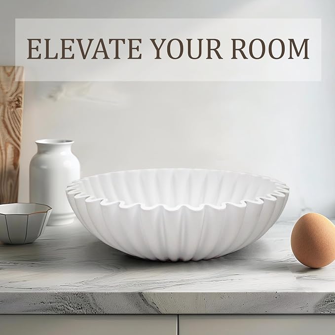 LIN CHUAN Ruffle Decorative Bowl, Large Fruit Bowl, and tables. Durable resin - Image 6
