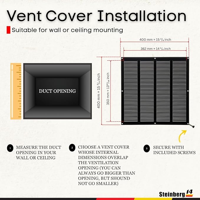 Steinberg14 Black Vent Cover 14x14 - Image 5