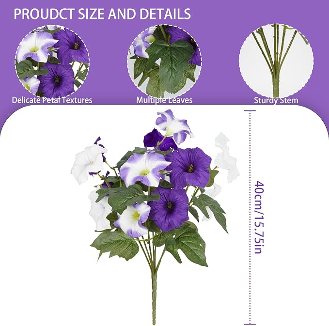 Artificial Flowers for Outdoors, Faux Morning Glory Spring Summer Decoration - Image 2