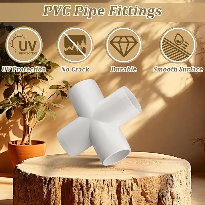 12-Pack 3/4" PVC Fittings Cross, Furniture Grade 3/4 Inch PVC Pipe Fittings 4 - Image 5