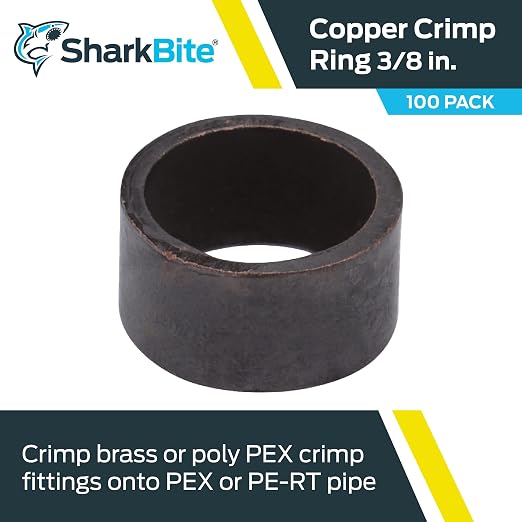 SharkBite 3/8 Inch Copper Crimp Rings, PEX Pipe, 23101CP100 - Image 2