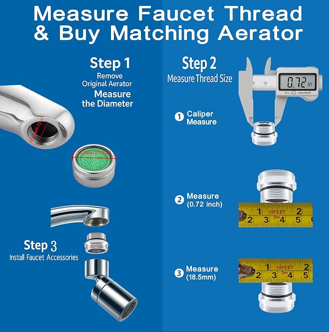 Faucet Aerator Adapter, M18.5 Male to 55/64" Male Adapter | Chrome Brass Faucet - Image 3