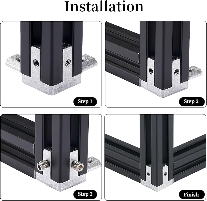 BELLA BAYS 20Series 8Sets Silver 3-Way End Croner Bracket, 90 Degree Corner - Image 4