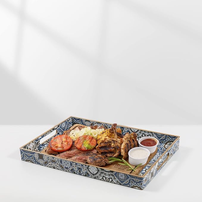 AGIOTA 2 Pcs Serving Tray with Handles Bohemian Decorative Tray Large Ottoman - Image 6