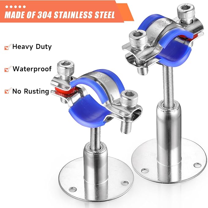 6PCS 304 Stainless Steel Wall Mount Ceiling Mount Pipe Supports, Suitable - Image 5