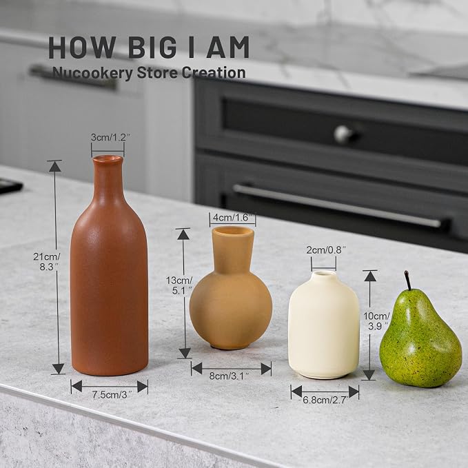 Ceramic Flower Vase for Home Decor Bedroom, Matte Neutral Vases, office - Image 2