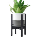 D'vine Dev Ceramic Pot with Ebony Wood Stand, 8 in, 55-B-M-6 | Mid-Century by DvineDevPlanterPotsandStand