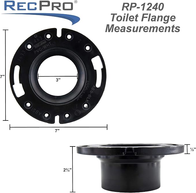 RecPro RV Toilet Closet Flange | 4x3 | ABS Plastic | Toilet-to-Floor Mount | RV - Image 6