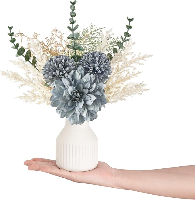 Mkono Fake Flowers in Ceramic Vase, 12.5" Coffee Table Centerpieces, Small Silk - Image 5