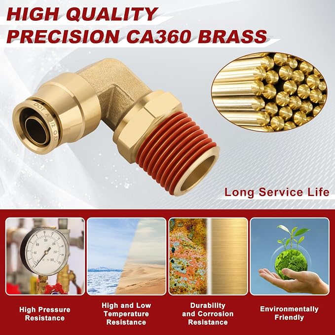 90° Swivel Male Elbow, 1/2" Tube x 1/2" NPT, DOT Approved 2PCS | - Image 2