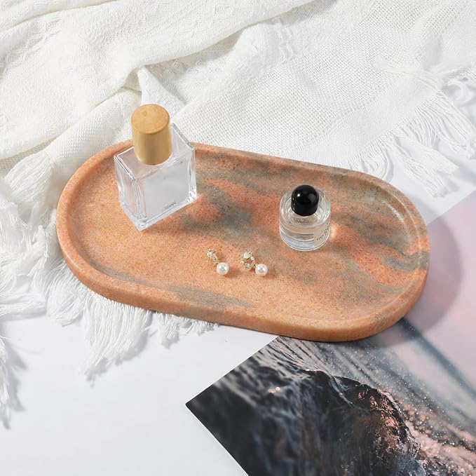Natural Marble Tray for Bathroom Countertop, Vanity Tray for Decor | 10" x 5" - Image 8