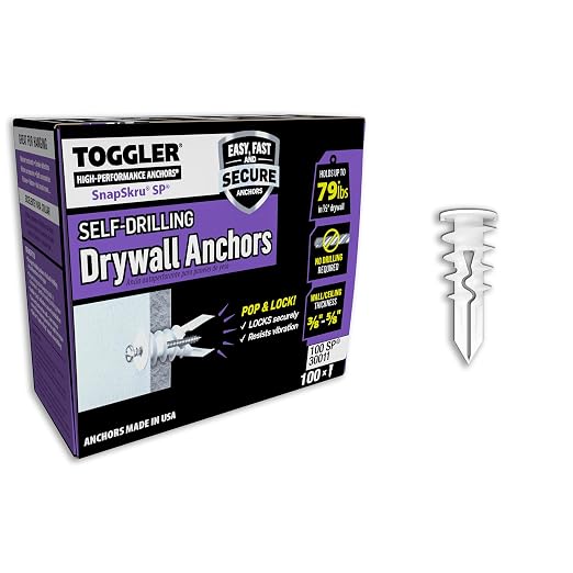 TOGGLER SnapSkru SP Drywall Anchors, 100 Pack, Screws not Included | by TOGGLER