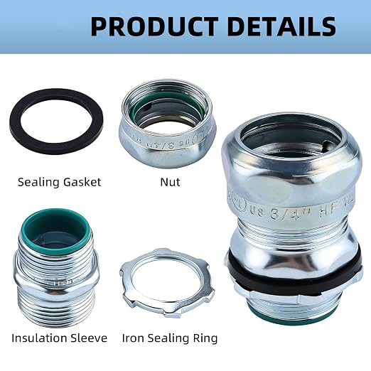 3/4 Inch EMT Raintight Compression Connector, Zinc Plated Steel Electrical - Image 4