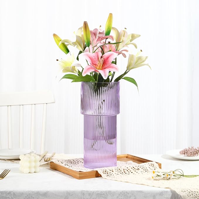 Purple Glass Vase, 12 Inches Tall Vase - Image 6