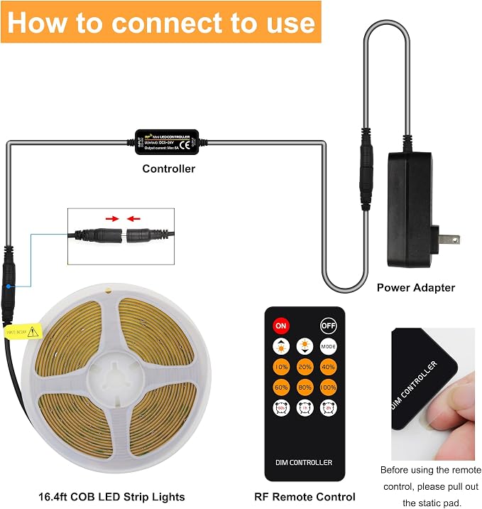AXMOTUT COB LED Strip Light Warm White, High Bright LED Lights - Image 5