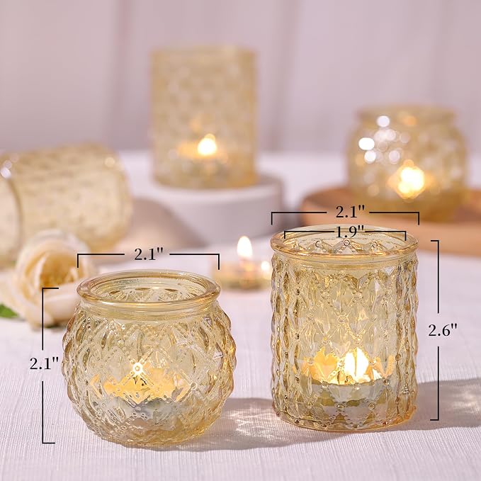 NITIME 12Pcs Assorted Gold Votive Candle Holders, Tea Light Candle Holder - Image 2