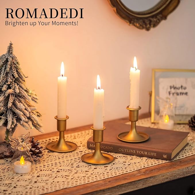 Candlestick Holders Taper Candle Holders, Romadedi Gold Candle Stick Candle - Image 2