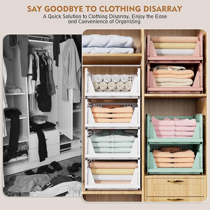 8 Pack Closet Organizers and Storage, Stackable & Foldable Closet Bins | Closet - Image 8